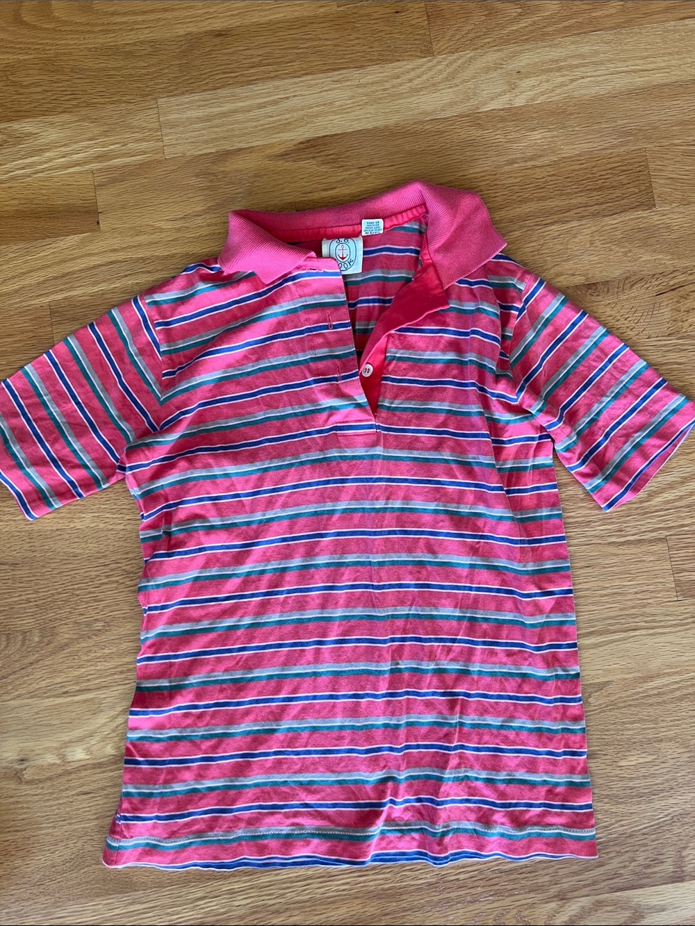 Vintage JG Hook Womens small Pink Striped Polo Shirt
